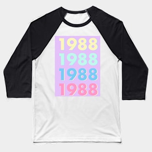 1988 Pastel Typography - Personalized Year Retro Nostalgic Art Print Baseball T-Shirt